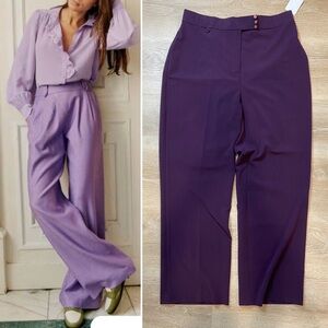 Dead Stock Vintage Purple Pants High Waist Wide Leg